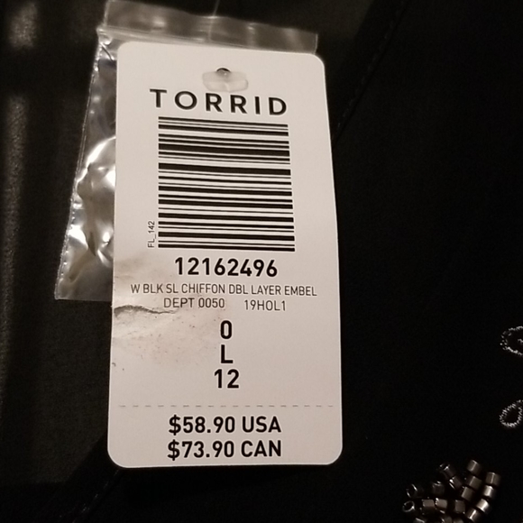 Torrid sz 0, black chiffon beaded tank - Picture 4 of 6